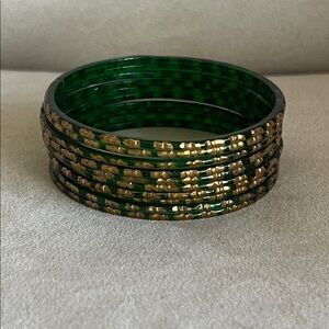 EUC Green and Gold Bangle Set (10 bangles)
